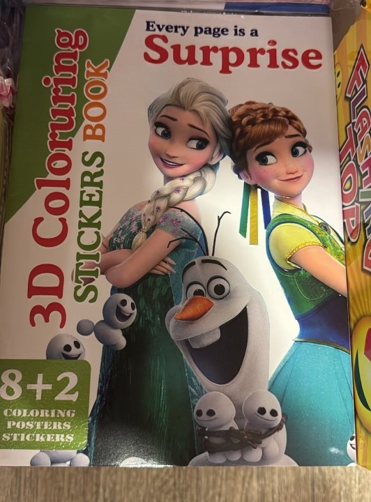 3D Coloring Stickers Book for Kids – 8 Posters & 2 Sticker Sheets