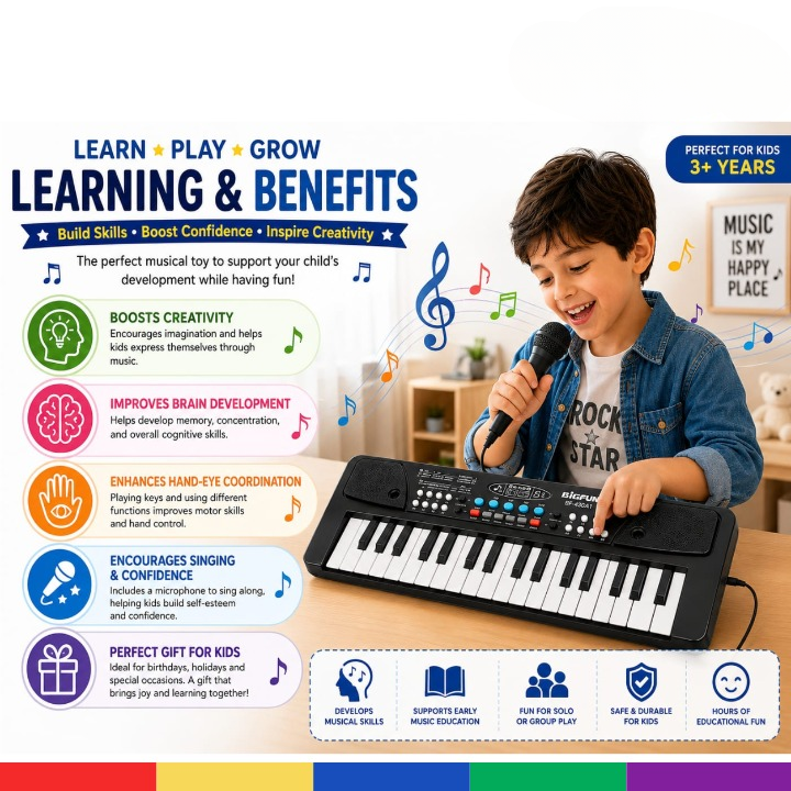 Bigfun 37-Key Electronic Piano Keyboard for Kids