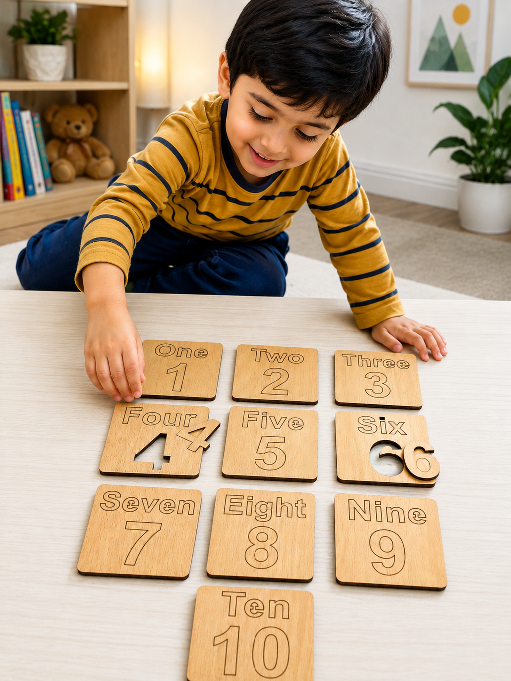 Wooden Number Learning Puzzle Set for Kids – Numbers 1 to 10