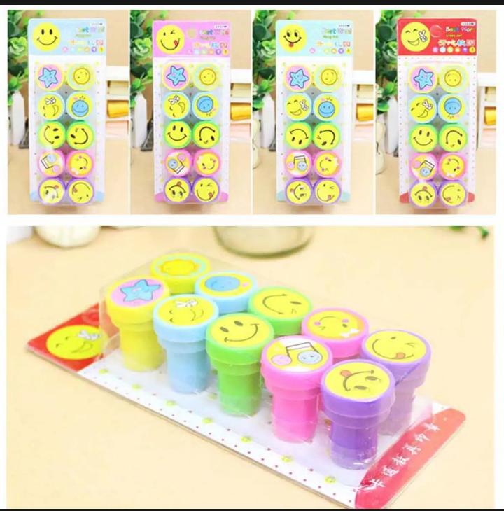 Cute Emoji Stamp Set for Kids – Pack of 10 Arts & Crafts Stampers