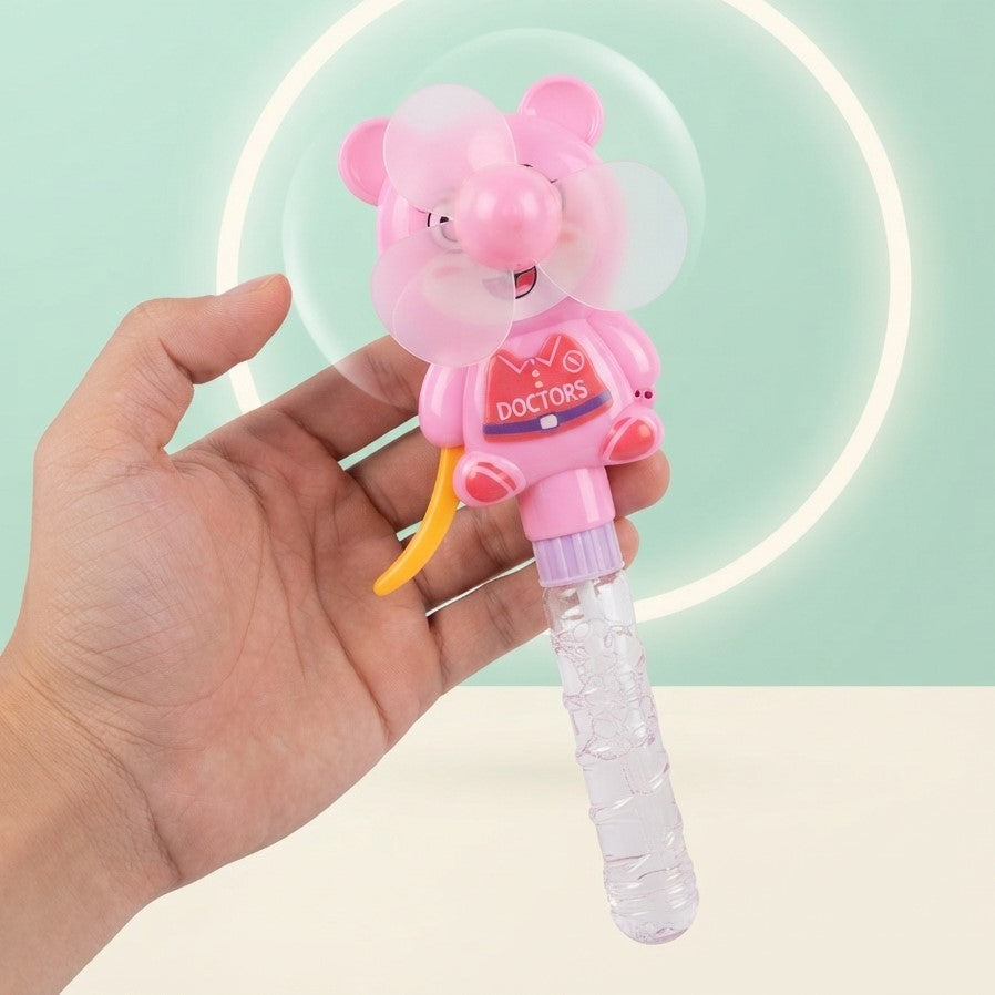 2-in-1 Bubble Fan Toy for Kids – Manual Bubble Blower & Fan