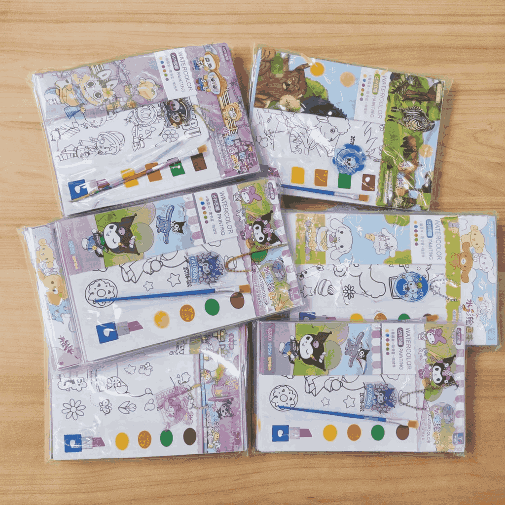 Kids Pocket Watercolor Painting Book 3-in-1