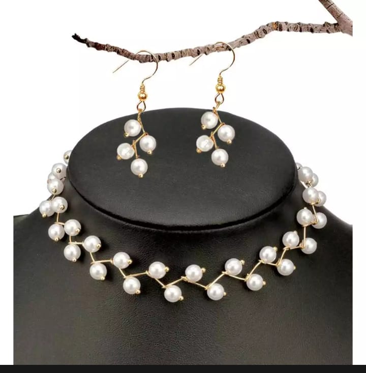 Zig Zag Black Choker with Earrings Set for Girls