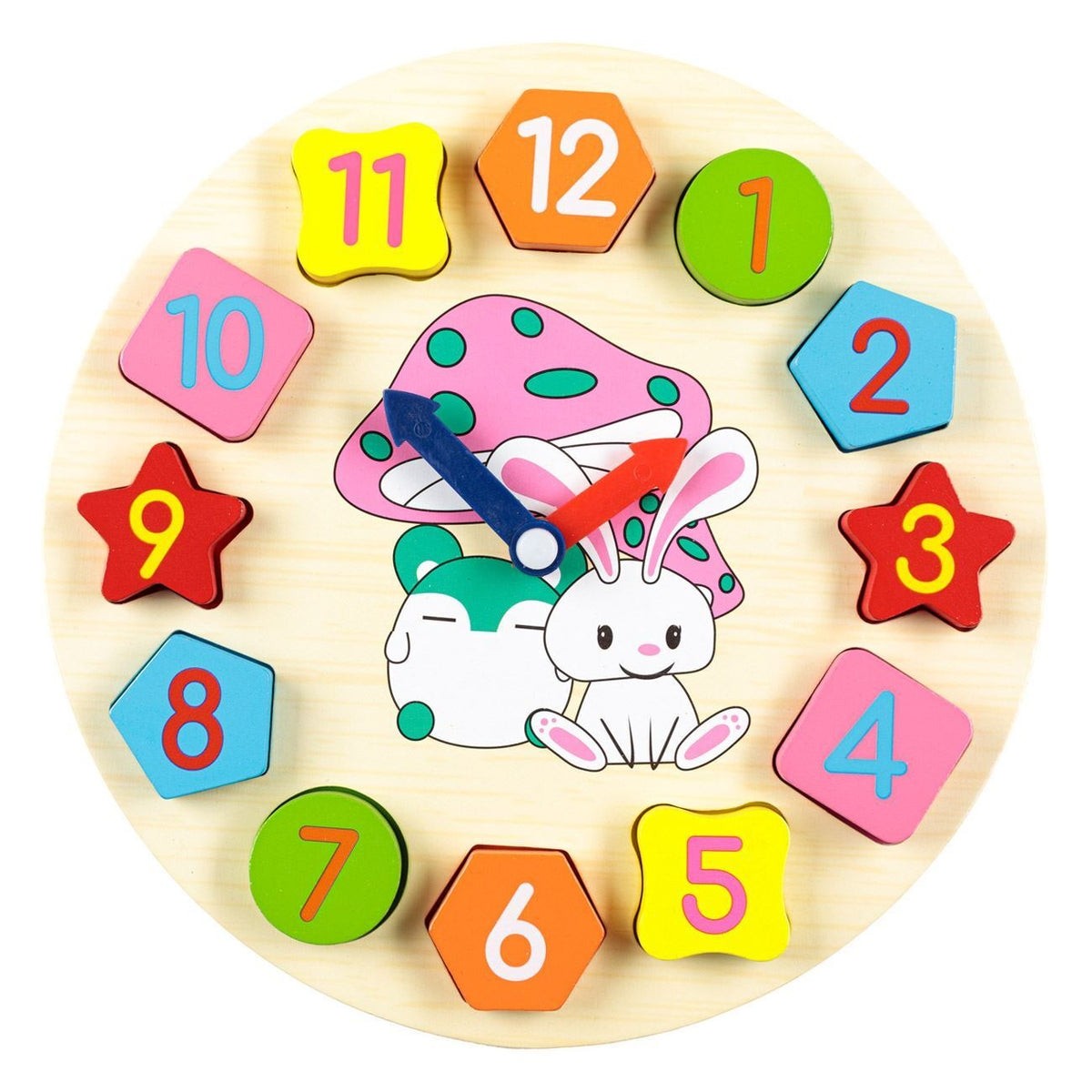 Wooden Learning Clock & Shape Sorting Toy for Kids