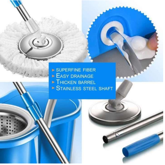 360 Rotating Spin Mop with Steel Bucket & Extra Refill