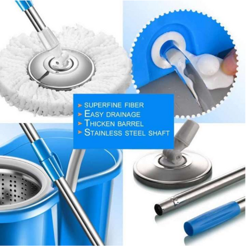 360 Rotating Spin Mop with Steel Bucket & Extra Refill