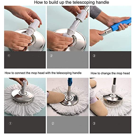 360 Rotating Spin Mop with Steel Bucket & Extra Refill