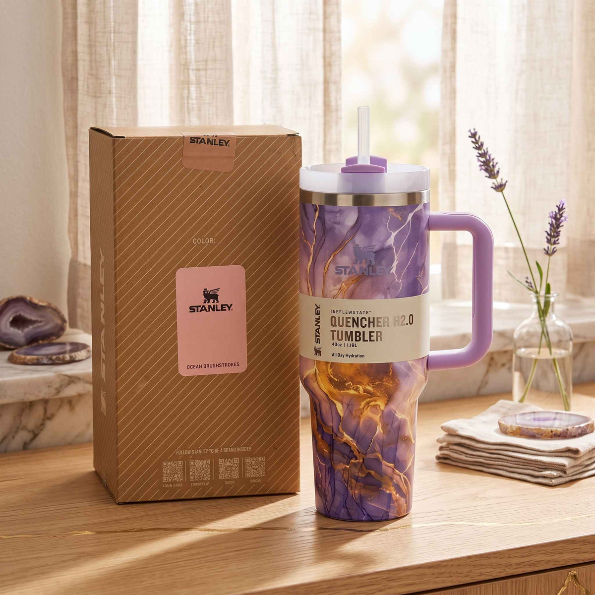 Stanley 40oz Stainless Steel Tumbler - Peach Marble