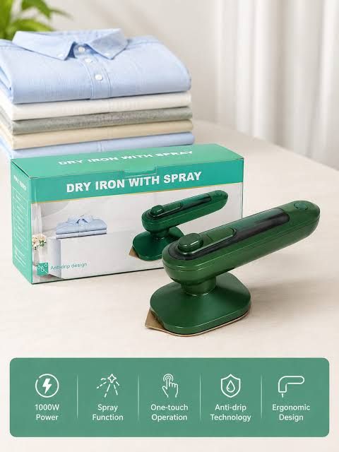Portable Travel Iron with Spray – Handheld Garment Press & Dry Iron