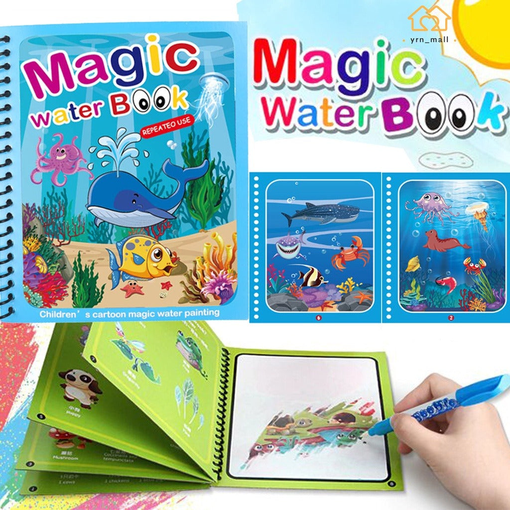 Magic Water Drawing Book for Kids – Reusable Mess-Free Coloring Book