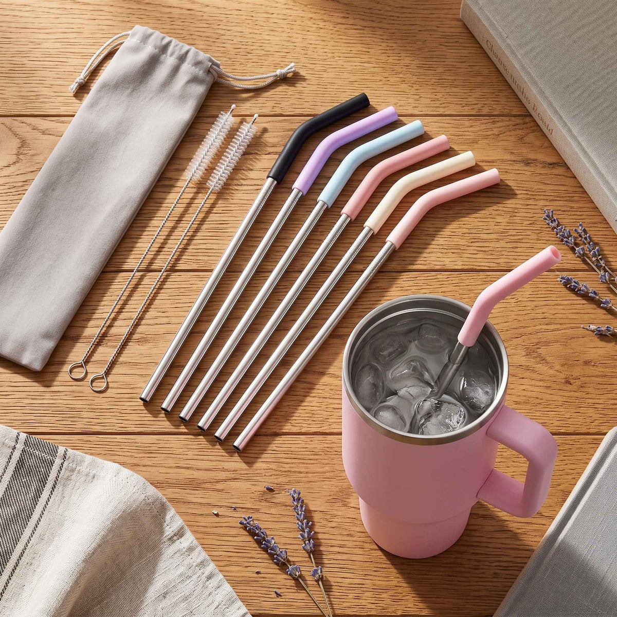 Stainless Steel Reusable Straws with Silicone Tips