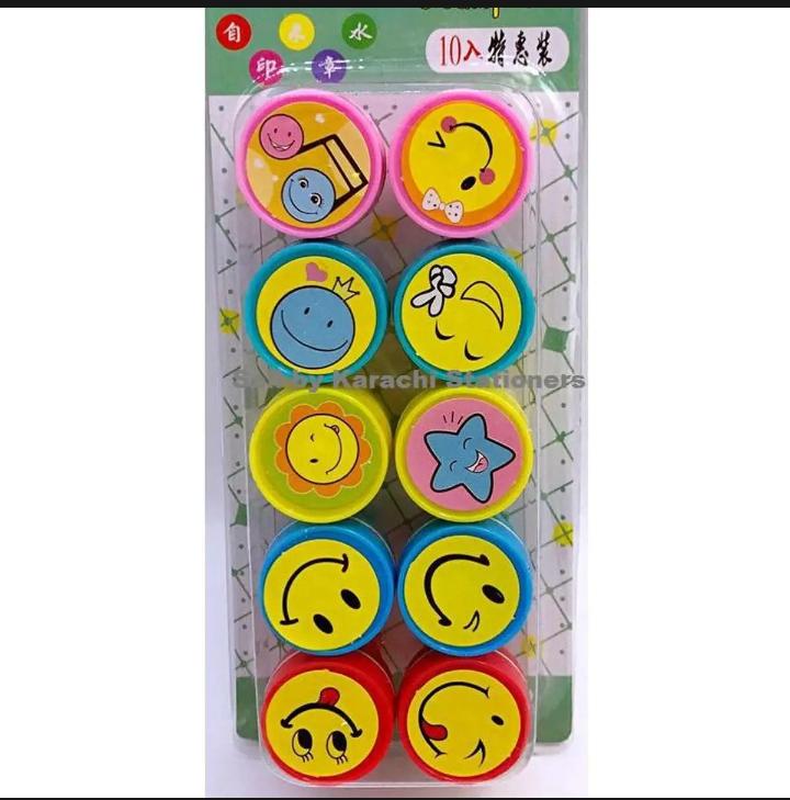 Cute Emoji Stamp Set for Kids – Pack of 10 Arts & Crafts Stampers