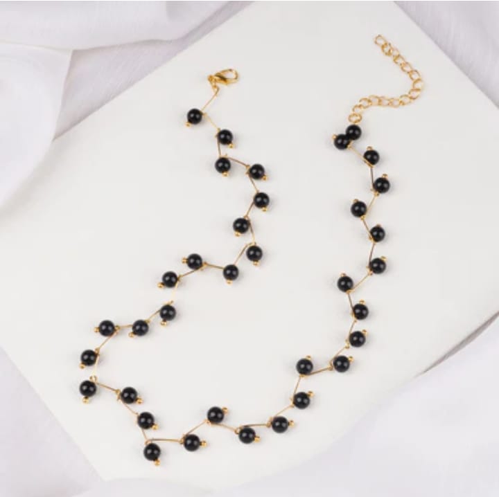 Zig Zag Black Choker with Earrings Set for Girls