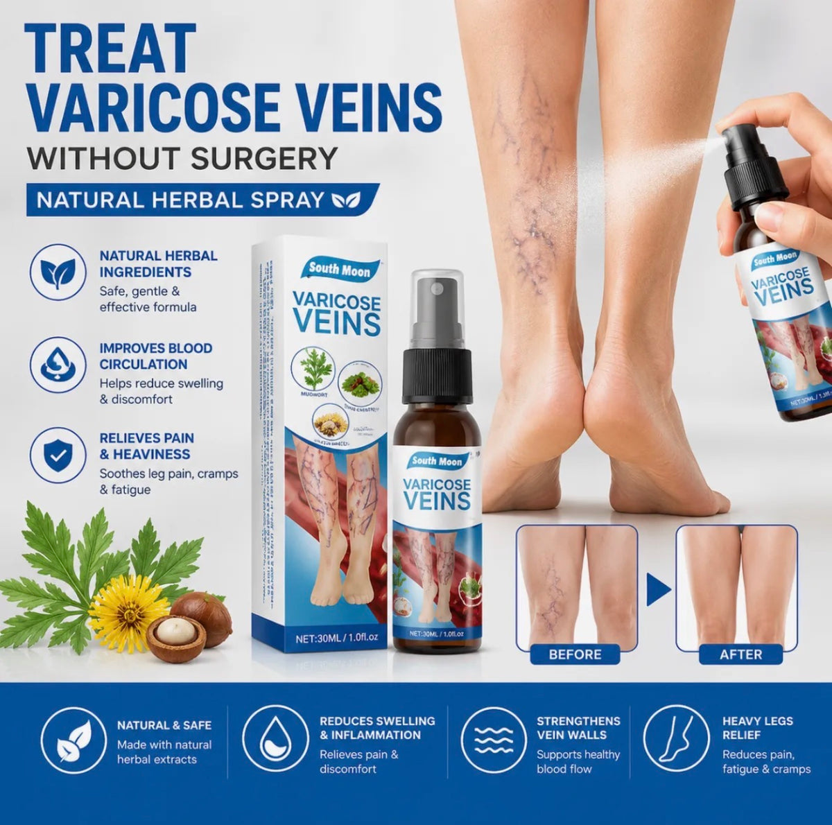 Natural Herbal Varicose Veins Spray
