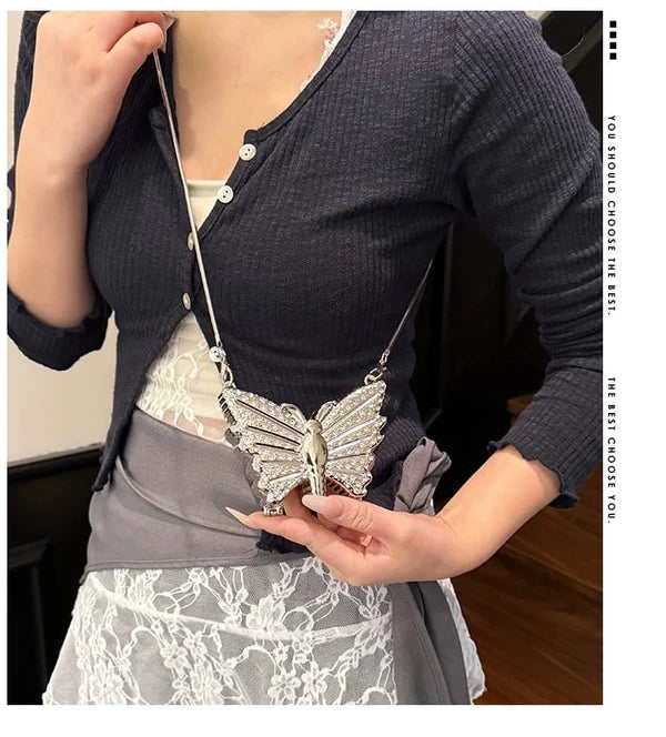 Butterfly Sparkle Mini Clutch - Silver