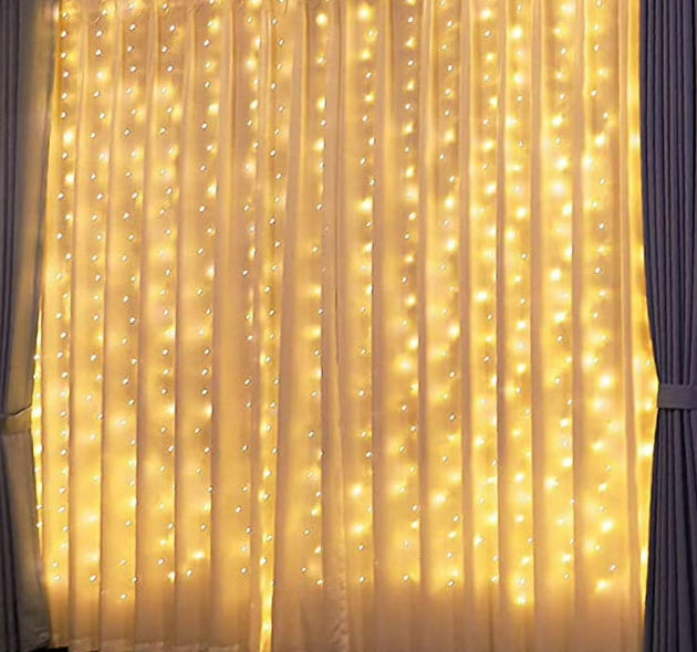 LED Fairy Light Curtain Jaal — Golden (10x10 ft)