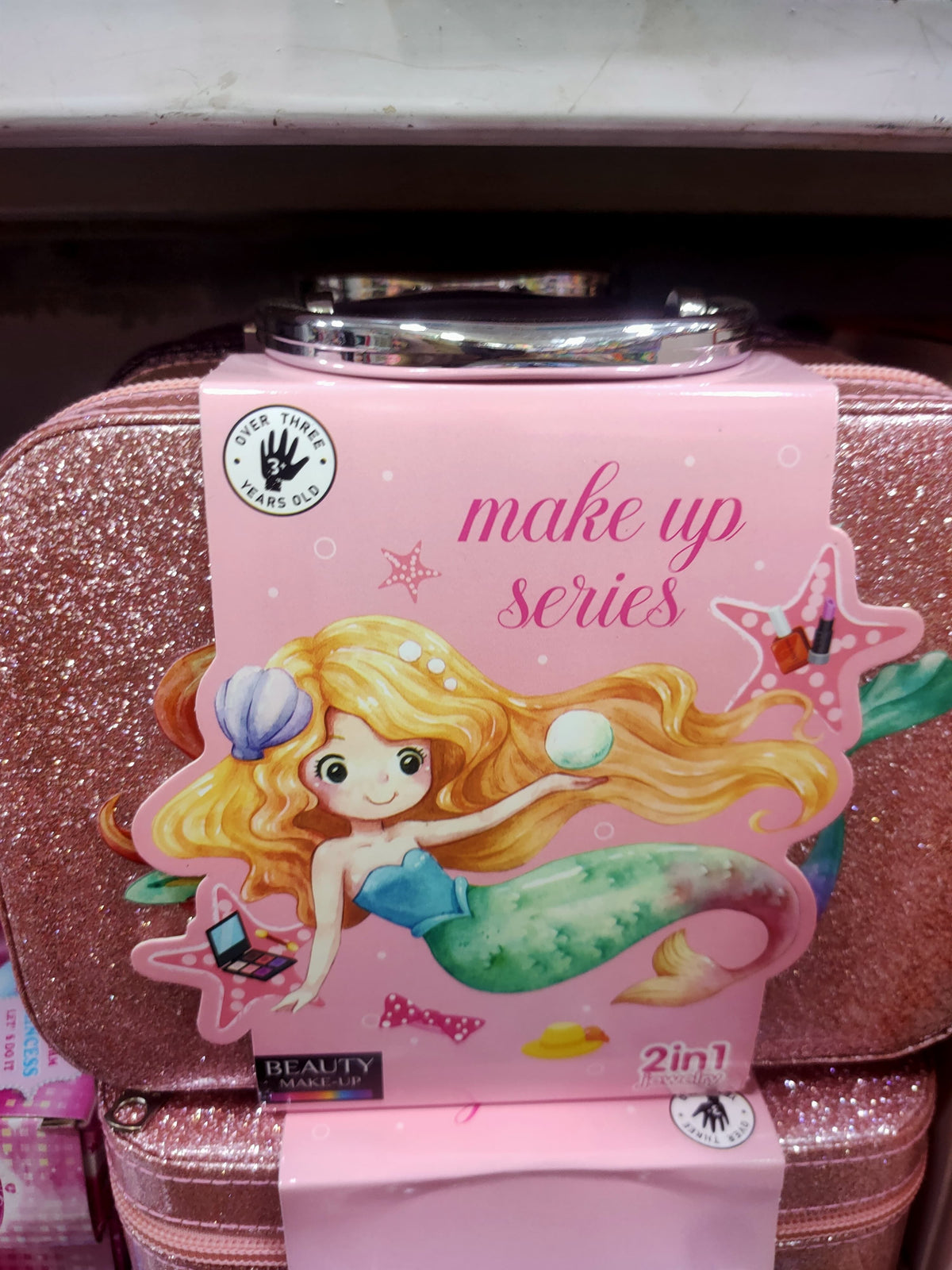 Mermaid 2-in-1 Makeup & Jewelry Case for Girls – Kids Pretend Play Set