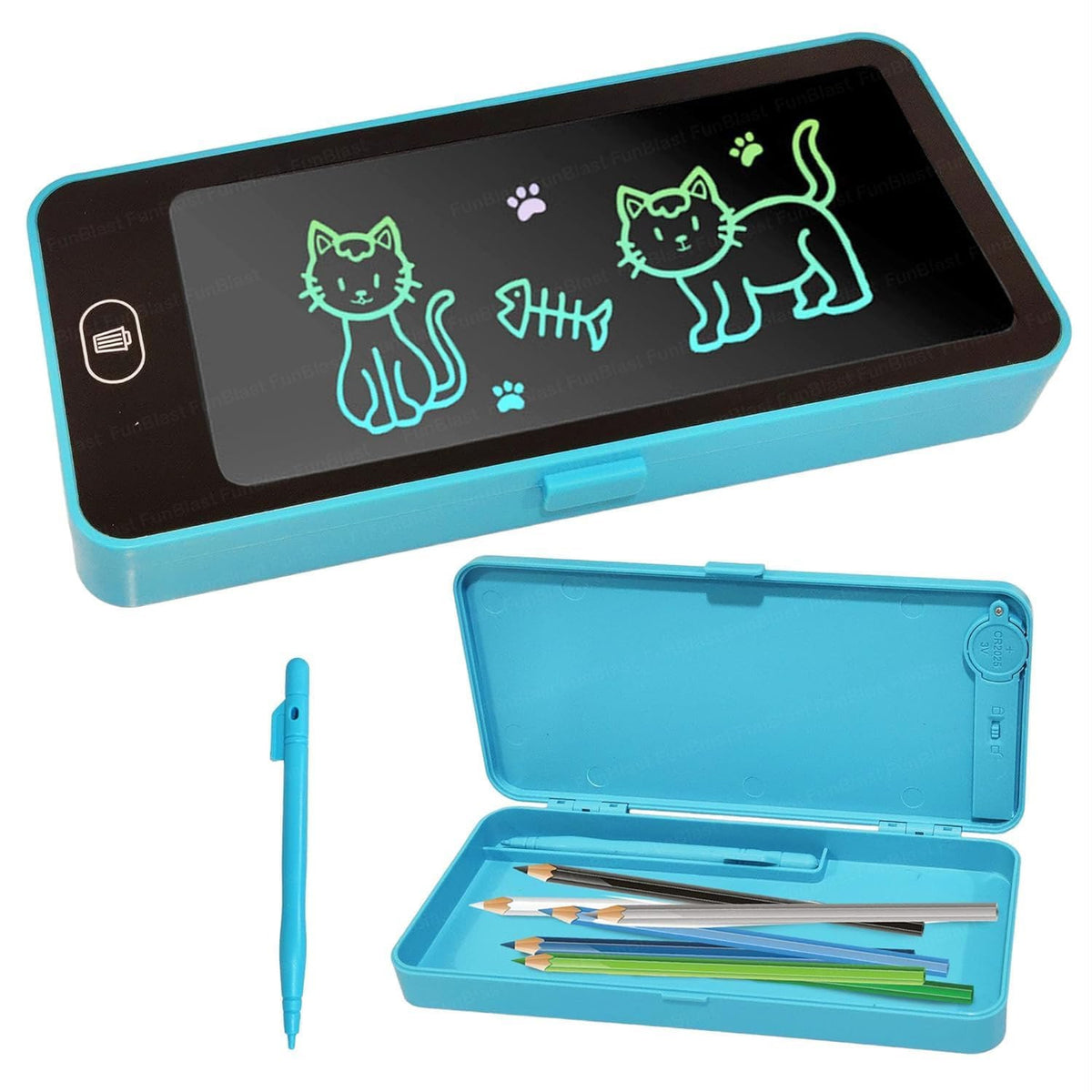 Pencil Box with LCD Writing Tablet for Kids