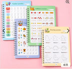 Magic Practice Copybook – Set of 4 with Disappearing Ink Pen for Kids
