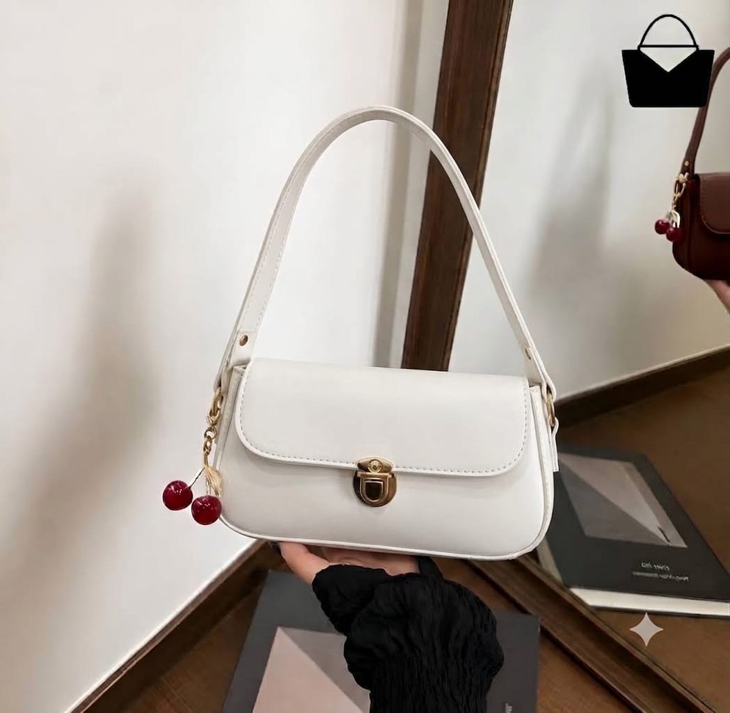 Elegant Ladies Handbag with Cherry Charm