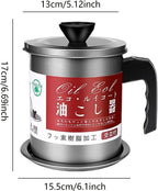 Oil Filter Pot with Stainless Steel Mesh & Lid