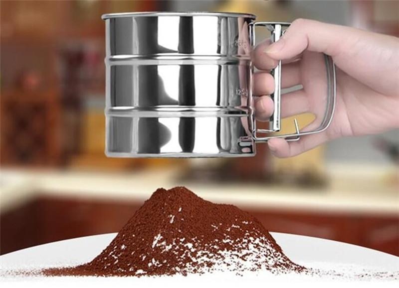 Stainless Steel Flour Sifter Cup – Hand-Squeeze Baking Sifter
