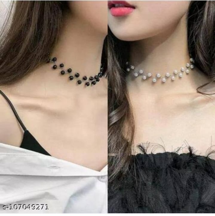 Zig Zag Black Choker with Earrings Set for Girls