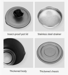 Oil Filter Pot with Stainless Steel Mesh & Lid