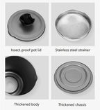 Oil Filter Pot with Stainless Steel Mesh & Lid