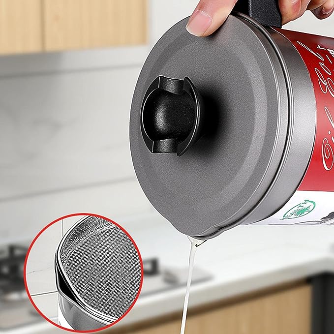 Oil Filter Pot with Stainless Steel Mesh & Lid