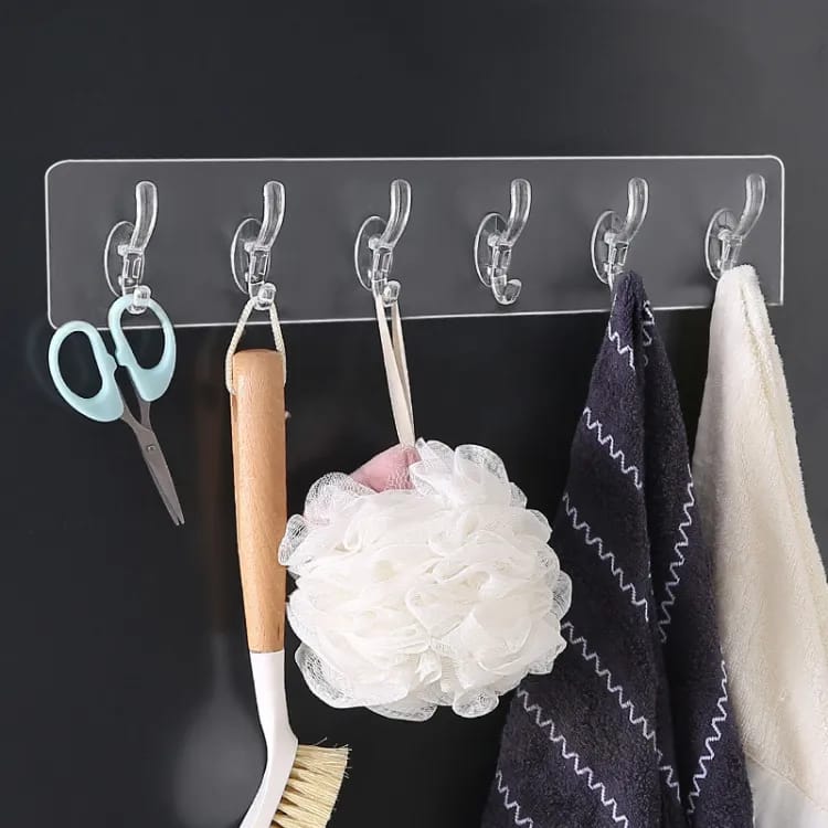 Adhesive 6-Hook Wall Hanger – Pack of 4 | No-Drill Organizer