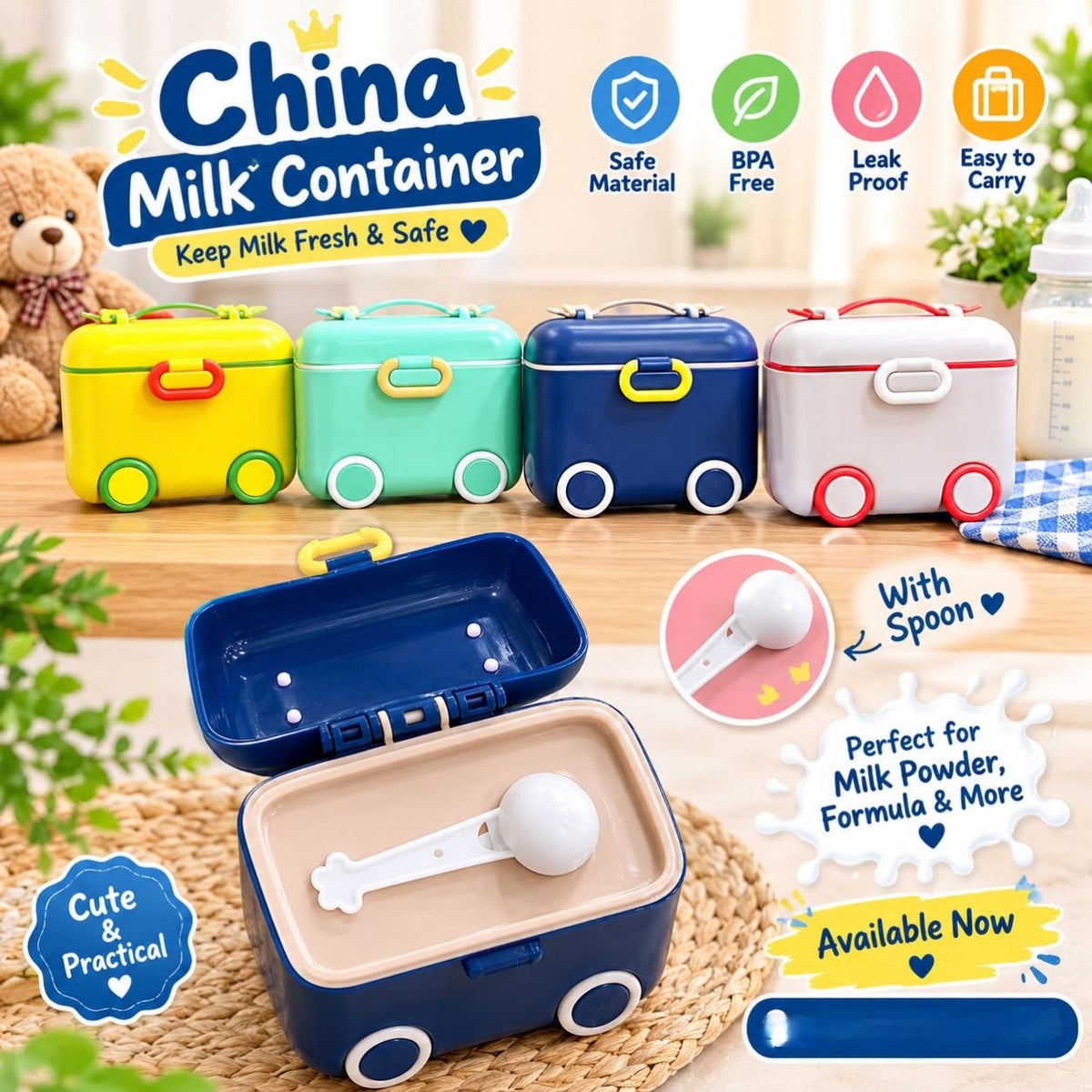 Portable Baby Milk Powder Container with Spoon – Travel Feeding Box