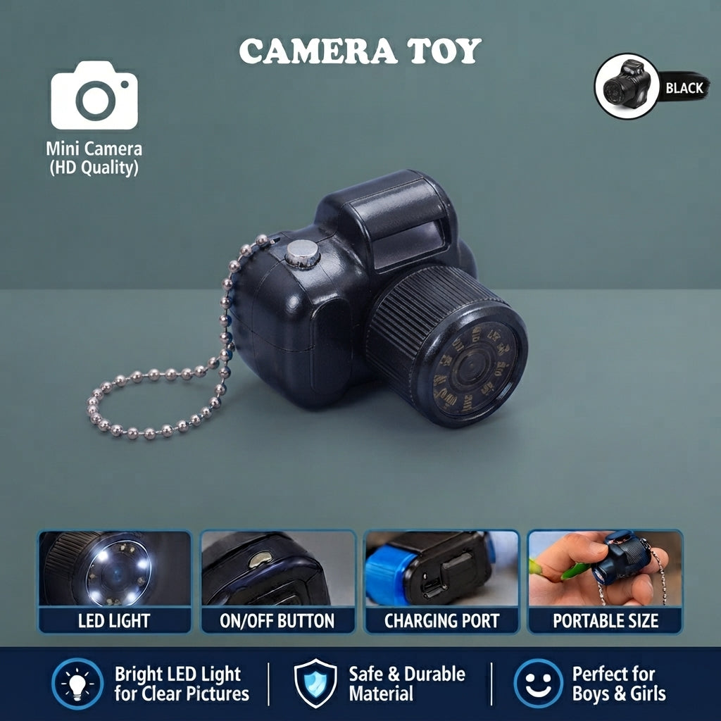 Mini Camera Toy with LED Light for Kids – Pretend Play Camera