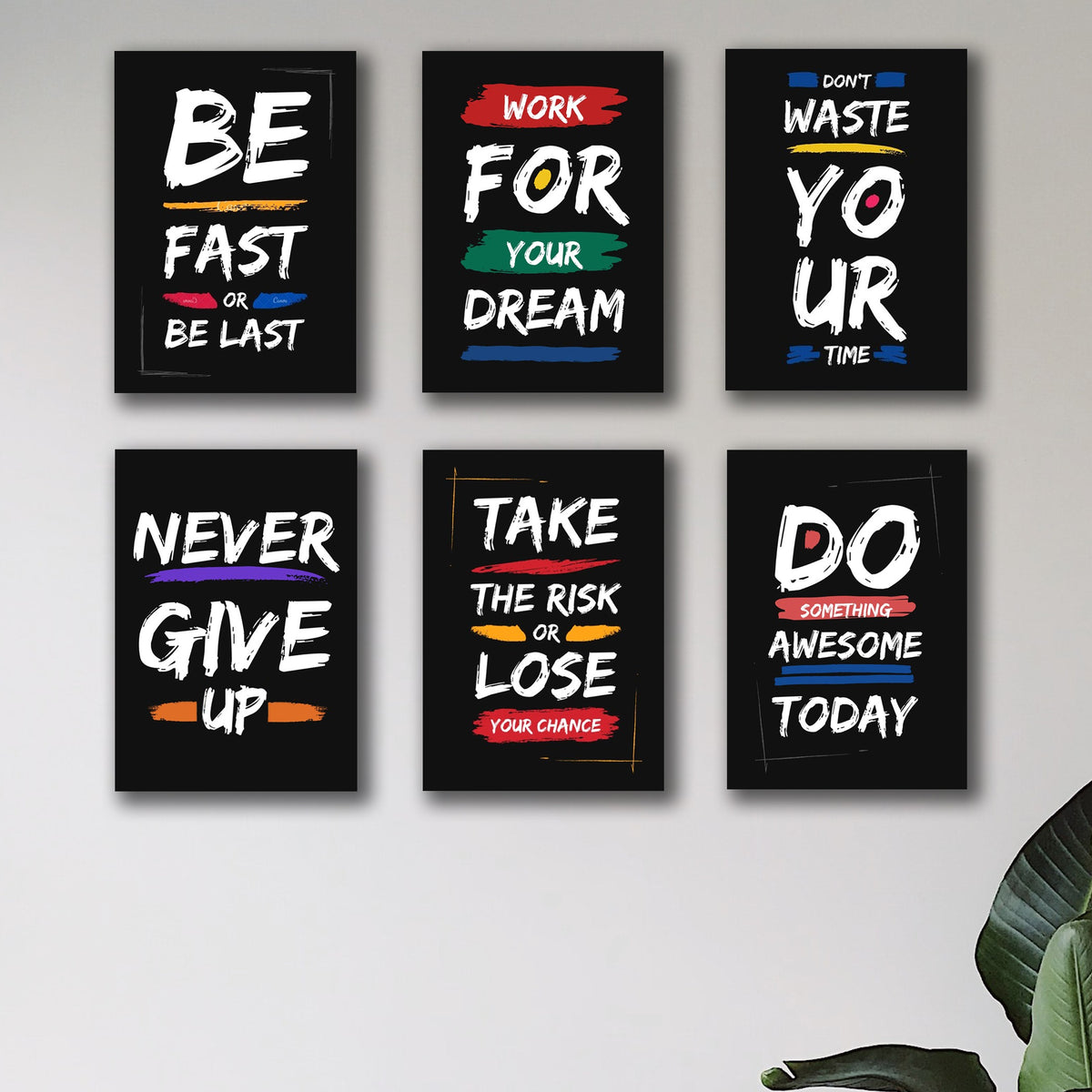 Motivational Wall Art Frames Set of 6 – HD Print MDF Board