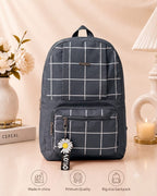 Grid Design Backpack for Girls – School & College Bag