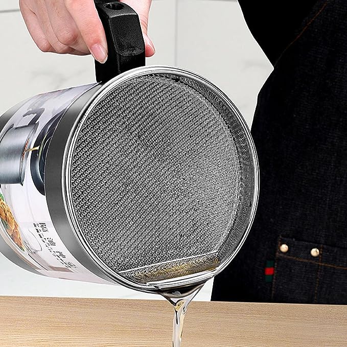 Oil Filter Pot with Stainless Steel Mesh & Lid