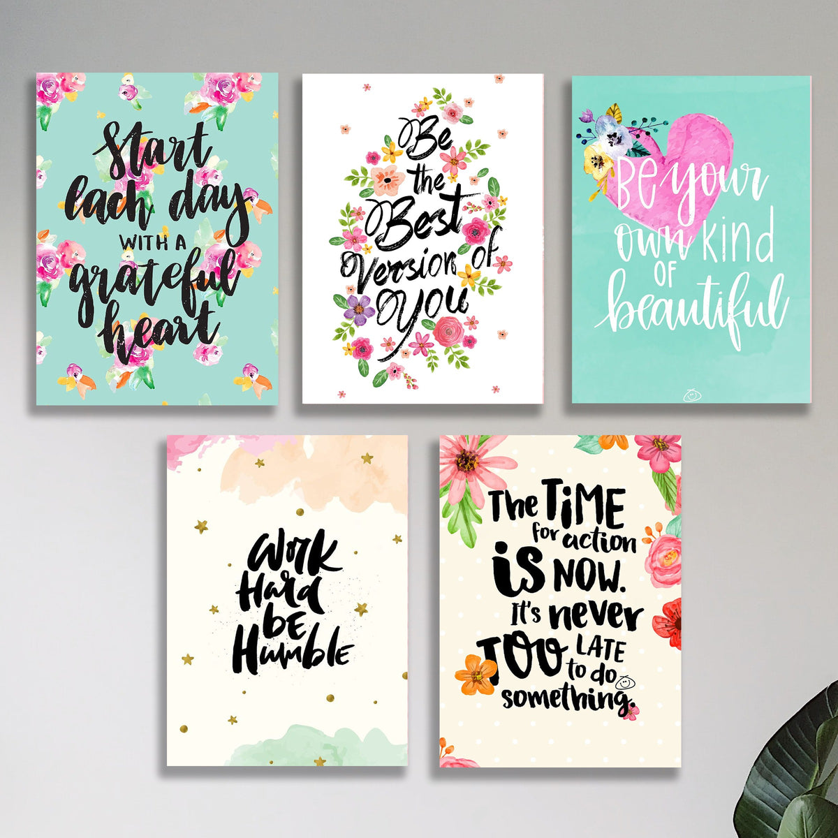 Set of 5 Motivational Wall Art Frames - MDF
