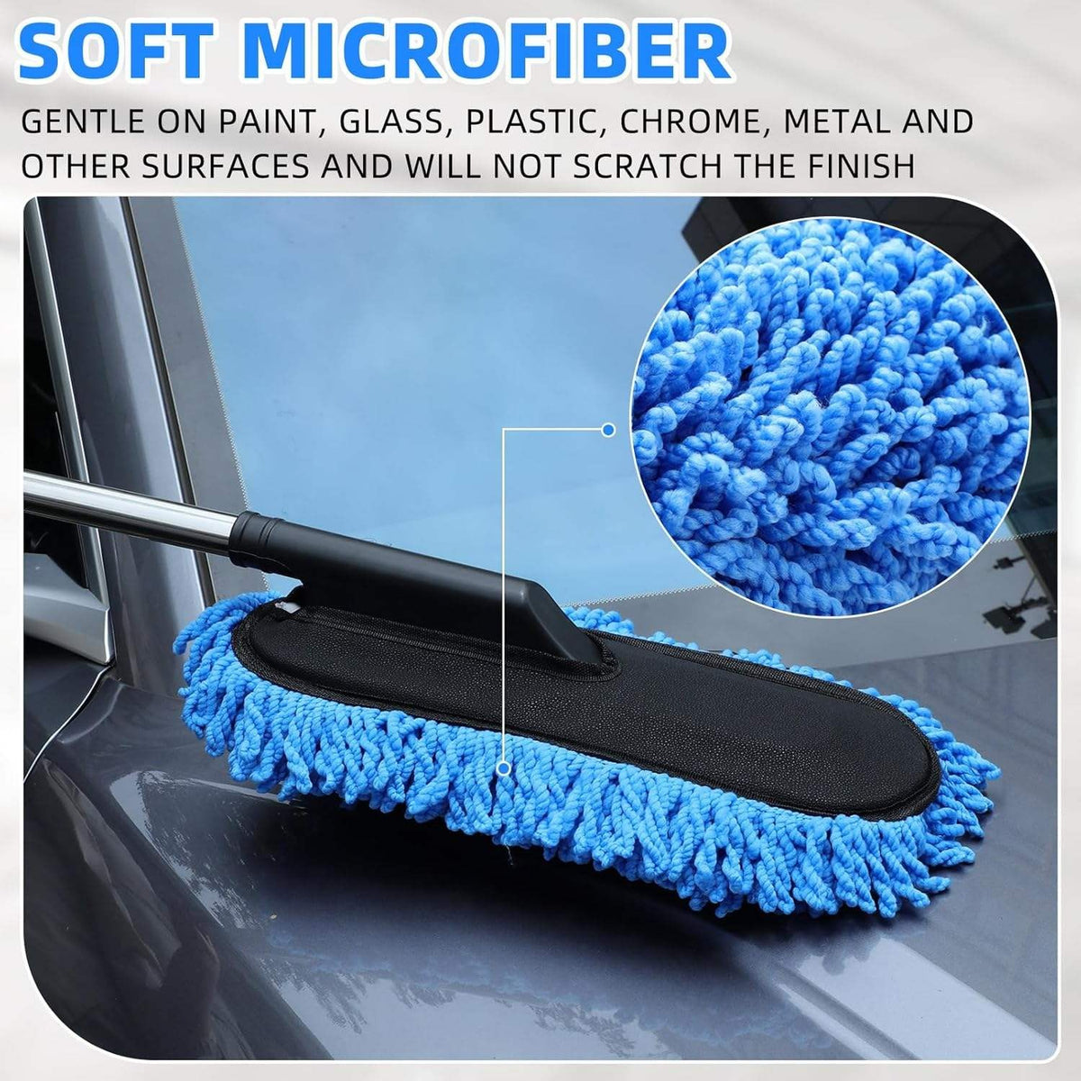 Microfiber Car Duster with Extendable Handle – Scratch-Free Auto Cleaner