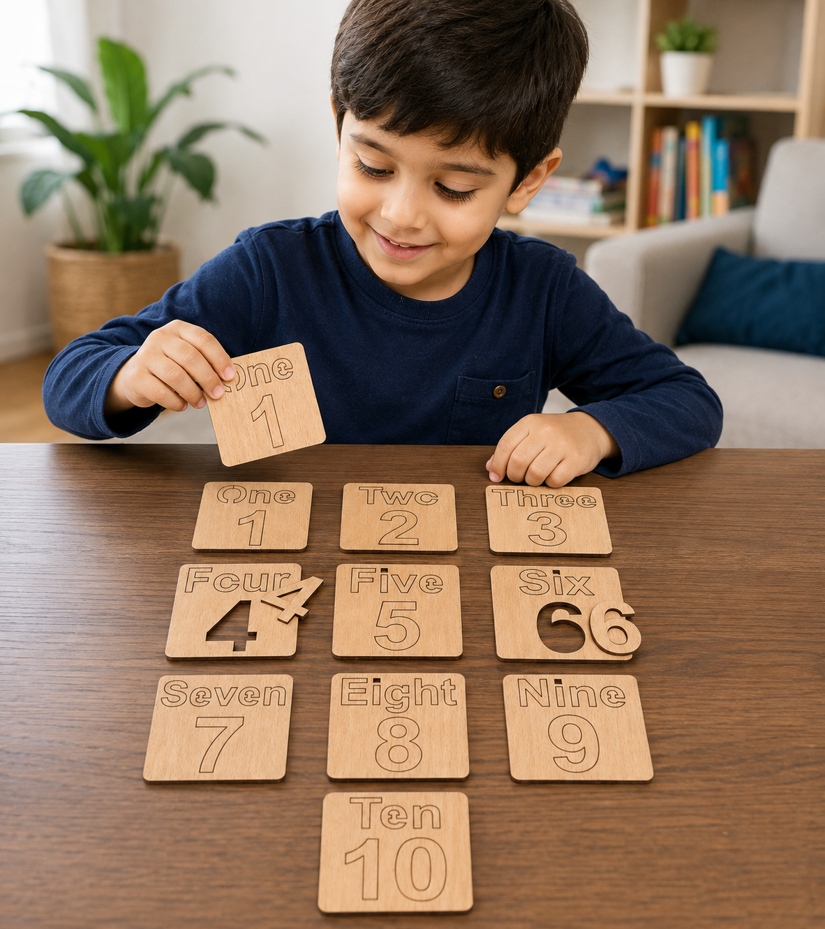 Wooden Number Learning Puzzle Set for Kids – Numbers 1 to 10