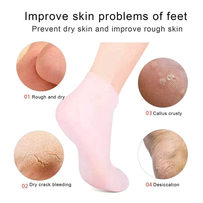 1 Pair Silicone Moisturizing Gel Foot Care Socks For Cracked Heels & Dry Skin