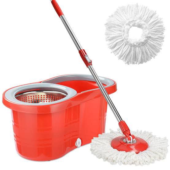 360 Rotating Spin Mop with Steel Bucket & Extra Refill