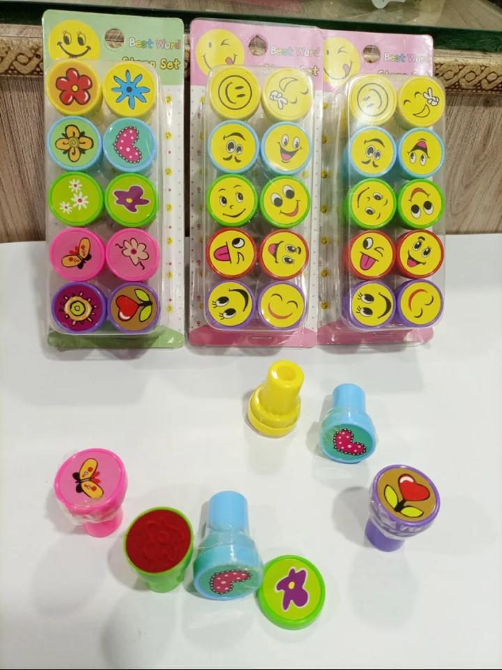 Cute Emoji Stamp Set for Kids – Pack of 10 Arts & Crafts Stampers