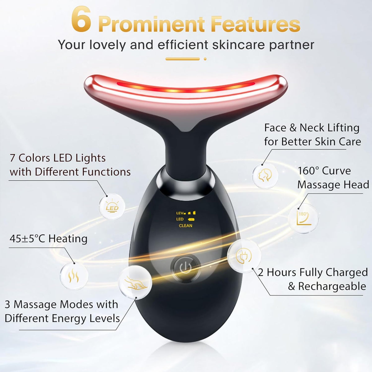 Rechargeable Face Massager Neck Device Against Wrinkles