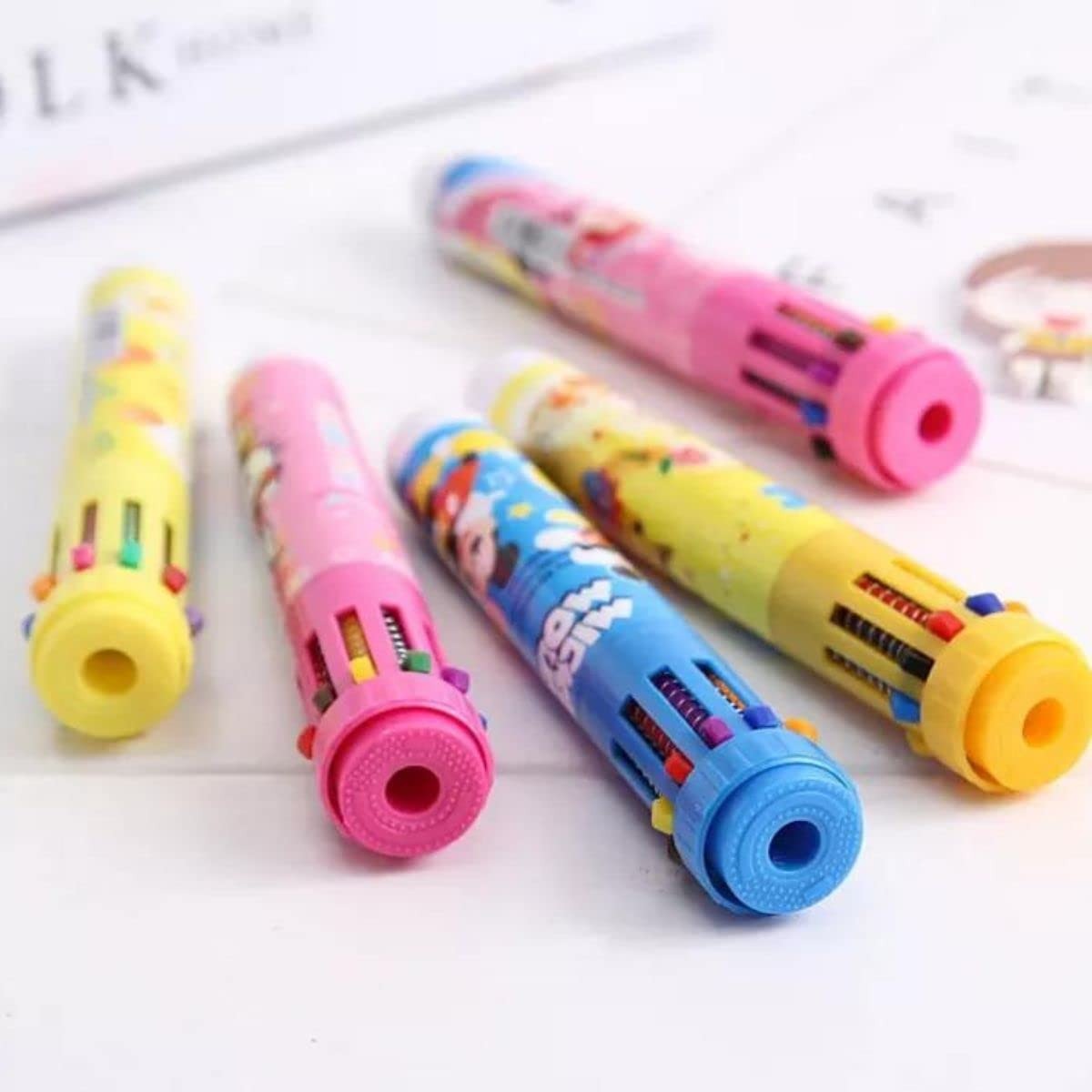 10-in-1 Cartoon Character Ballpoint Pen – Multicolor