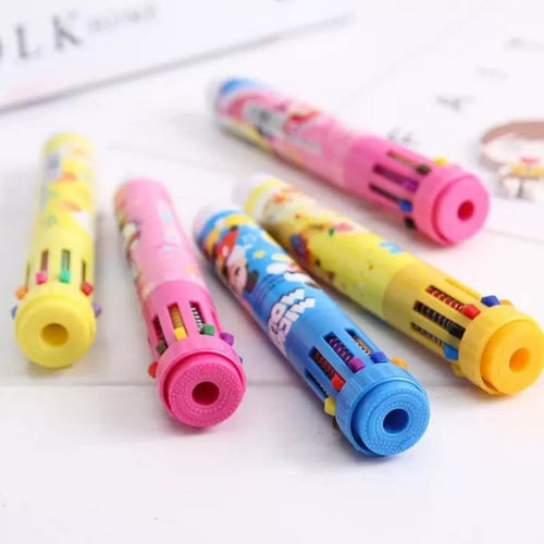 10-in-1 Cartoon Character Ballpoint Pen – Multicolor
