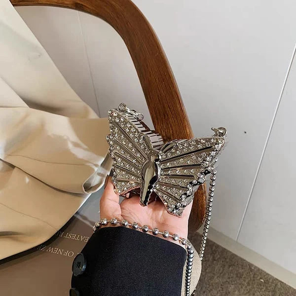 Butterfly Sparkle Mini Clutch - Silver