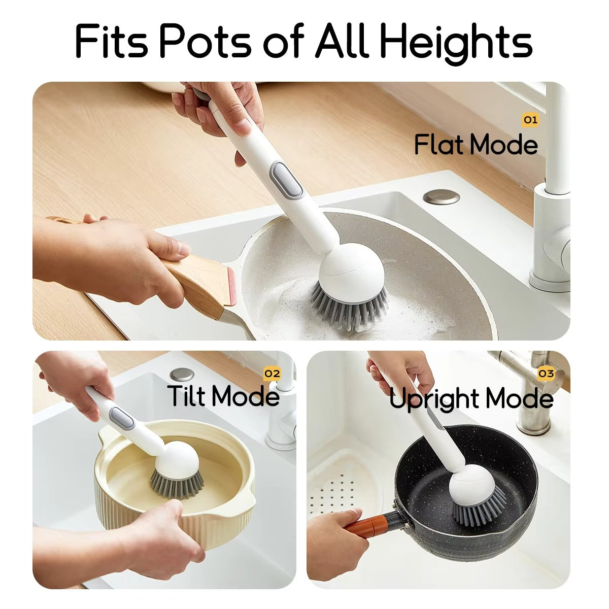 Kitchen Cleaning Brush with Adjustable Handle & Soap Dispenser