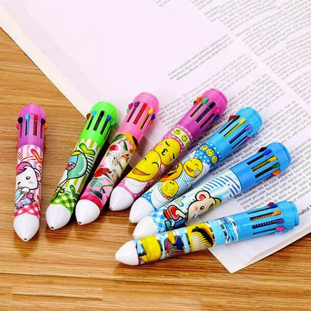 10-in-1 Cartoon Character Ballpoint Pen – Multicolor
