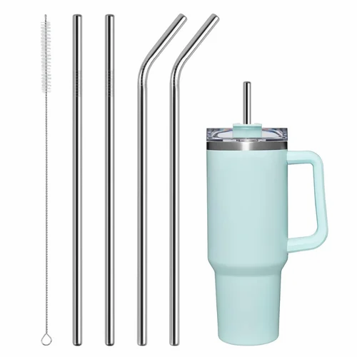 Stainless Steel Reusable Straws with Silicone Tips