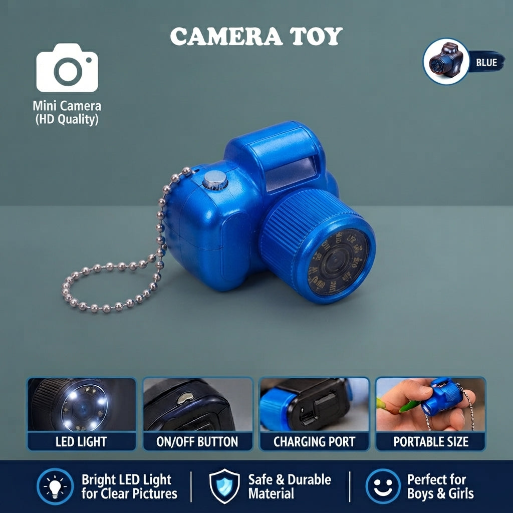 Mini Camera Toy with LED Light for Kids – Pretend Play Camera